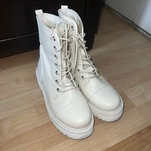 White combat boots